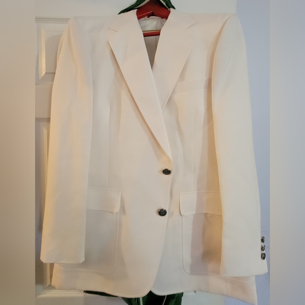 Vintage Men's White/Cream Jack Nicklaus Golden Bear Suit Jacket Sports Coat